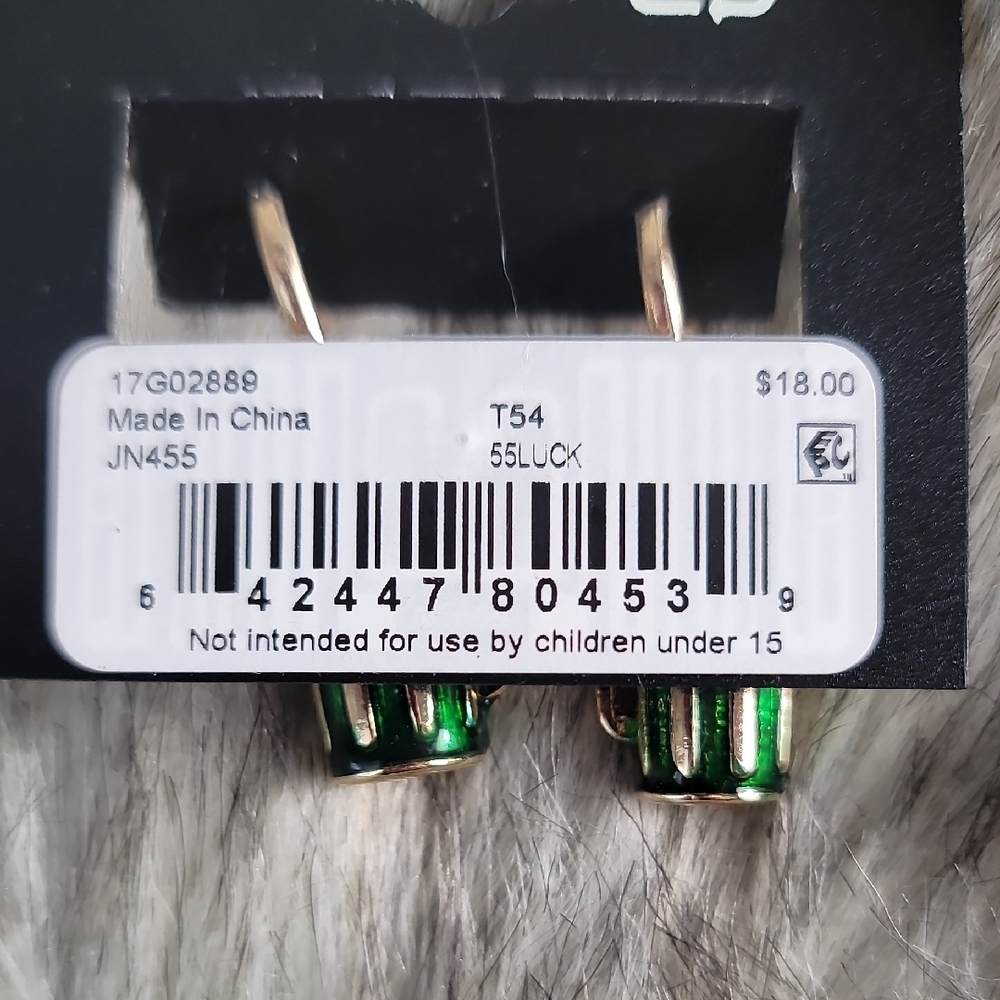 NWT Napier Green and Gold Beer Mug Earrings - Picture 4 of 6